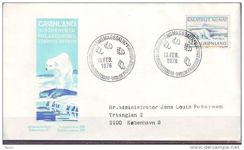 GRENLAND - POLAR BEAR - FDC - 1976 - Bären