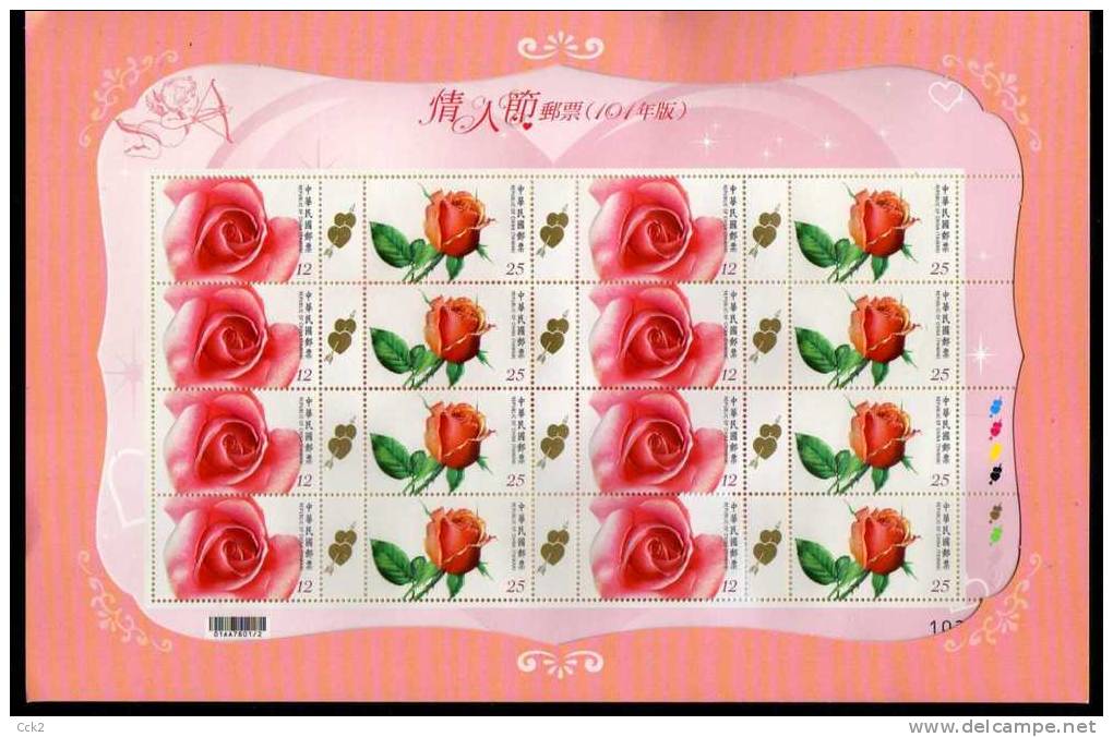 R.O. China (Taiwan/Formosa) Valentine´s Day Stamps Collection  2012 - Covers & Documents