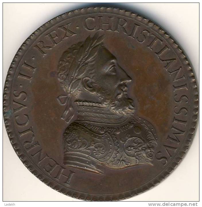 MEDAILLE CUIVRE  HENRI II  BUSTE 1552 # GUERRE ENTRE FRANCE ET EMPIRE - Adel