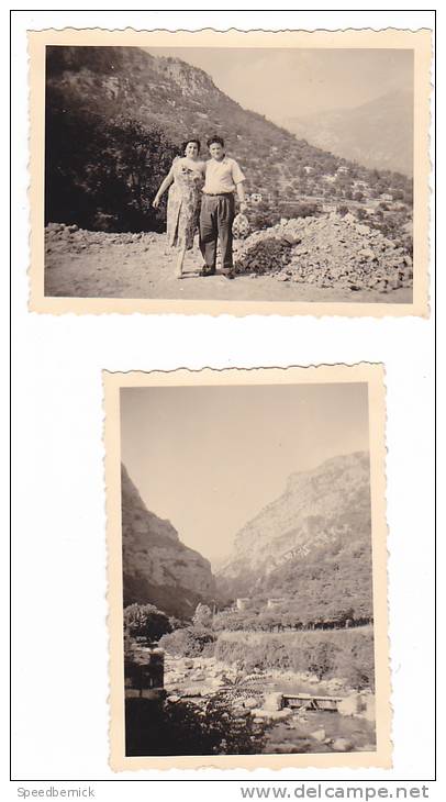 20578 Quatre 4 Photo 8x5.5cm -Gorge Du Loup Près Grasse (France 06) 8 Juillet 1952 -couple Belge - Lieux