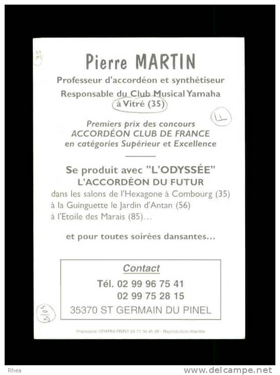 35 - VITRE - Pierre MARTIN - Professeur D'accordéon - Carte Pub - Vitre