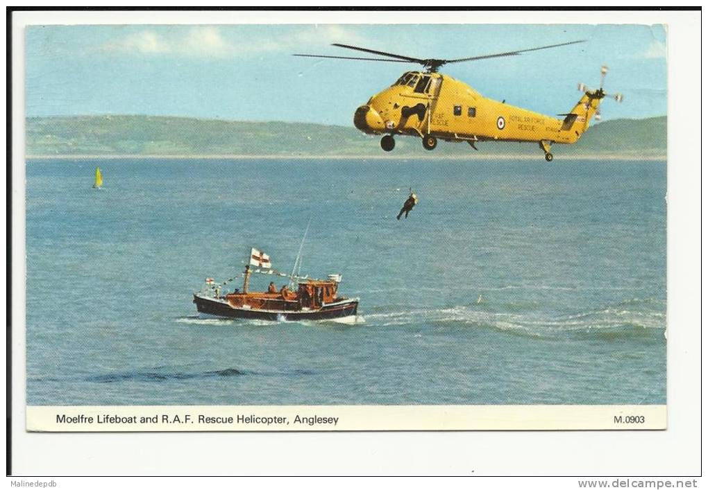 CP - MOELFRE LIFEBOAT And RAF Rescue Helicopter - Anglesey - Helicópteros