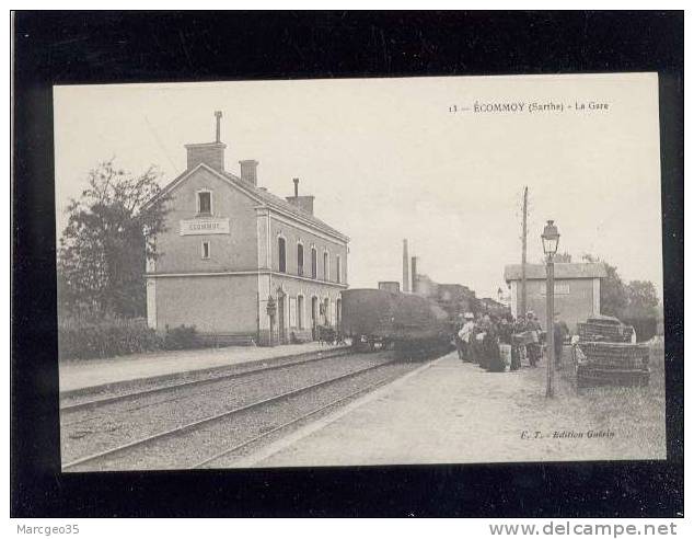 écommoy La Gare édit.guérin N° 13 , Train Chemin De Fer Animée , Paniers En Osier , Rare - Ecommoy