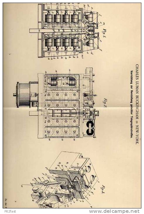 Original Patentschrift - Telegraphirstreifen , Telegraph ,1900, C. L. Buckingham In New York , Telegraphie , Telegraphy - Telephony