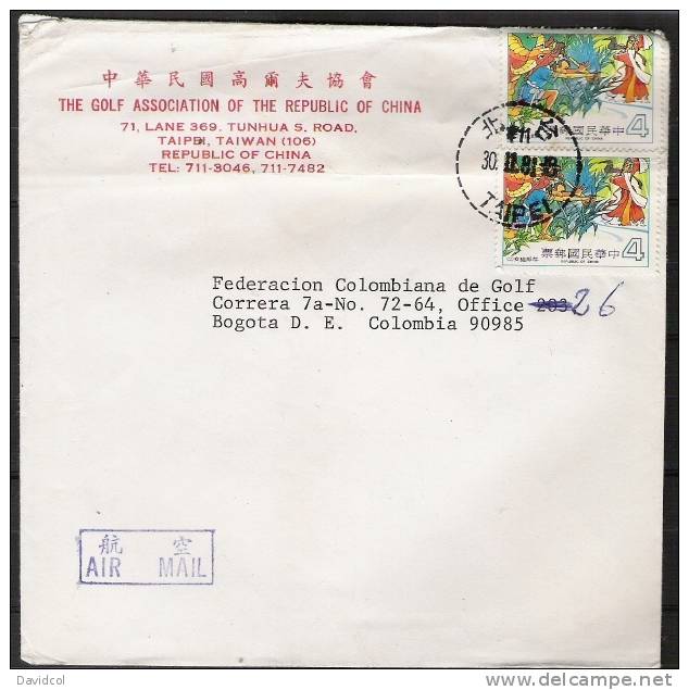 S857.-. CHINA- TAIWAN .-. 1981, NICE COVER CIRCULATED TAIPEI TO COLOMBIA. - Brieven En Documenten