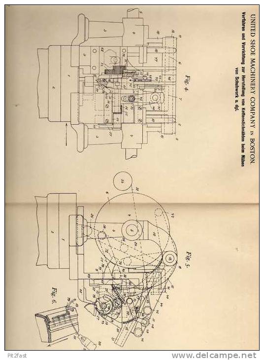 Original Patentschrift - Maschine Zum Nähen Von Schuhen , 1900 , Schuster , Shoe Machinery Co. In Boston !!! - Littérature