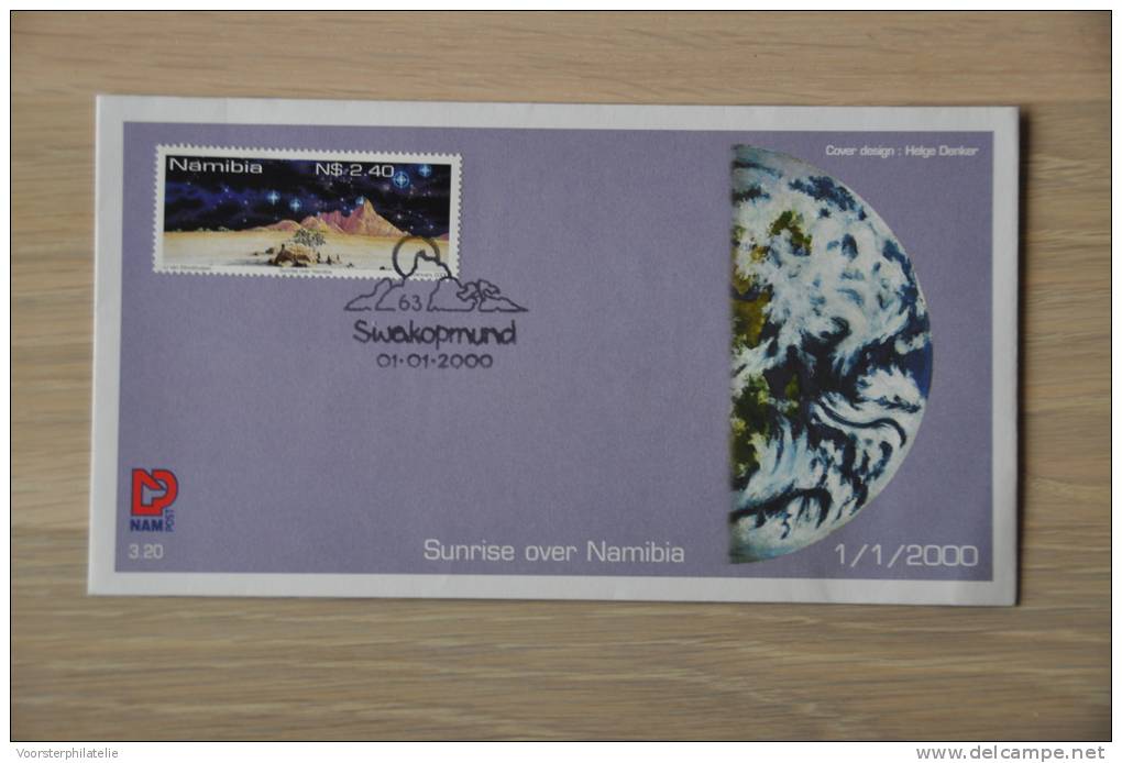 FDC NAMIBIË NAMIBIA 2000 SUNRISE PLANET EARTH  BLANCO BLANK. - Namibie (1990- ...)