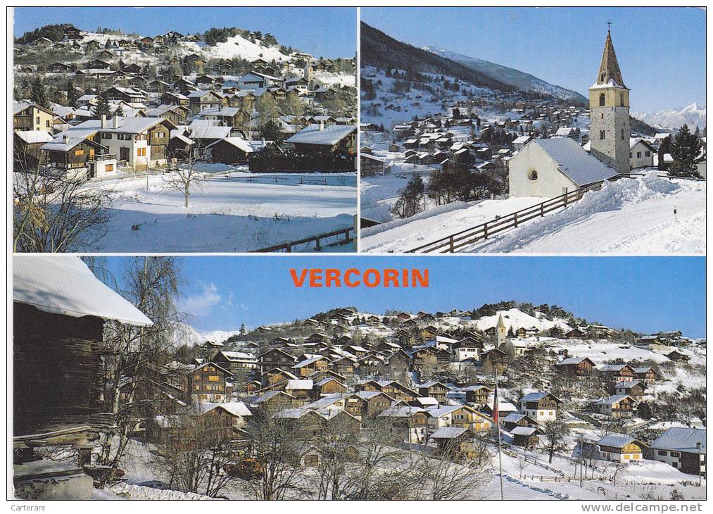 SUISSE,SWITZERLAND,SWISS, HELVETIA,SCHWEIZ,SVIZZERA,CHALAIS,VALAIS,SIERRE,VERCORIN EN 1961,NEIGE,village - Sierre