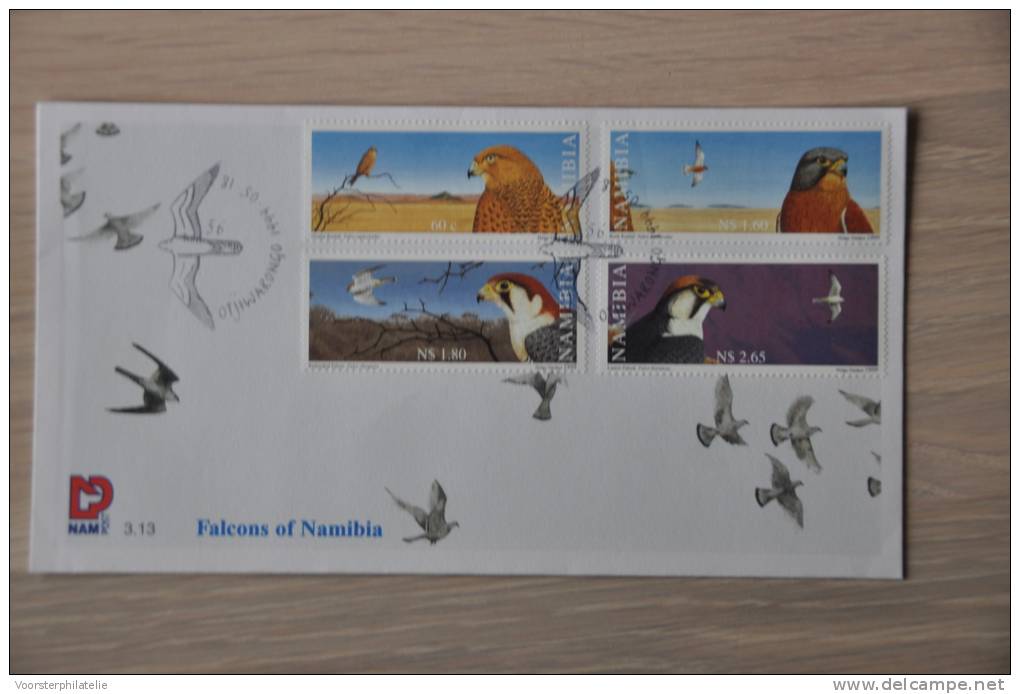 FDC NAMIBIË NAMIBIA 1999 FALCONS VALKEN  BIRDS OISEAU VOGELS  BLANCO BLANK. - Namibia (1990- ...)
