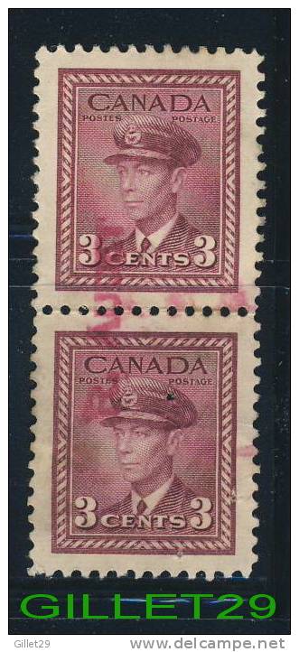 CANADA STAMP - KING GEORGE VI WAR ISSUE - SCOTT No 252, 0,03ç, ROSE VIOLET, 1942 - USED - - Used Stamps