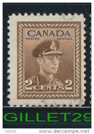 CANADA STAMP - KING GEORGE VI WAR ISSUE - SCOTT No 250, 0,02ç, DBROWN, 1942 - USED - - Usati