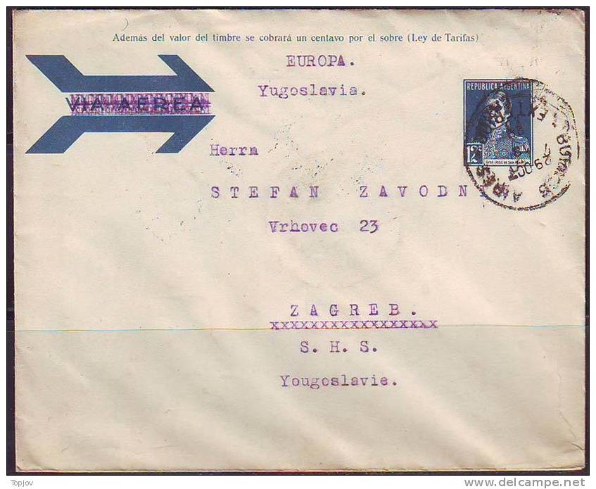 ARGENTINA - SURFACE AIRMAIL COVER FROM BUENOS AIRES TO YUGOSLAVI  - 1929 - Altri & Non Classificati
