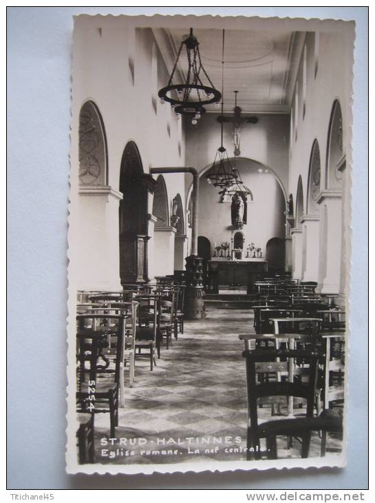 STRUD-HALTINNES - Eglise Romane. La Nef Centrale - Carte-photo - Gesves