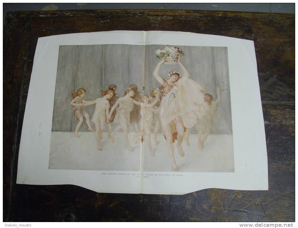 Document De 100 Ans D´âge,   Fascicule De 4 Pages Sur  La Danseuse MISS ISADORA DUNCAN      Issu De " L´ILLUSTRATION " - Lithografieën