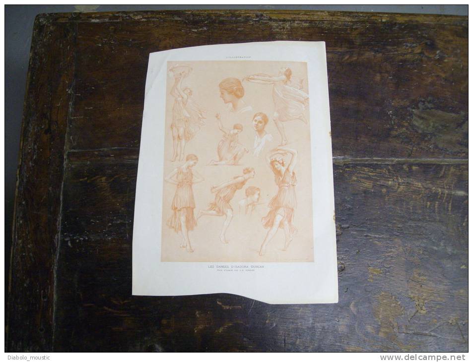 Document De 100 Ans D´âge,   Fascicule De 4 Pages Sur  La Danseuse MISS ISADORA DUNCAN      Issu De " L´ILLUSTRATION " - Lithografieën