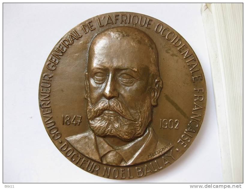 MEDAILLE EN BRONZE 1947 .AFRIQUE OCCIDENTALE FRANCAISE .CENTENAIRE DE LA NAISSANCE DOCTEUR NOEL BALLAY - Autres & Non Classés