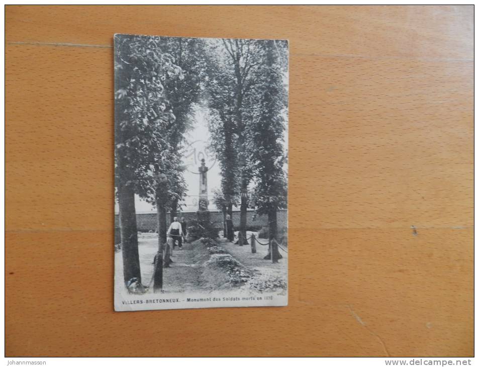 Cp  Villers - Bretonneux Monument Des Soldats Morts En 1870 - Villers Bretonneux