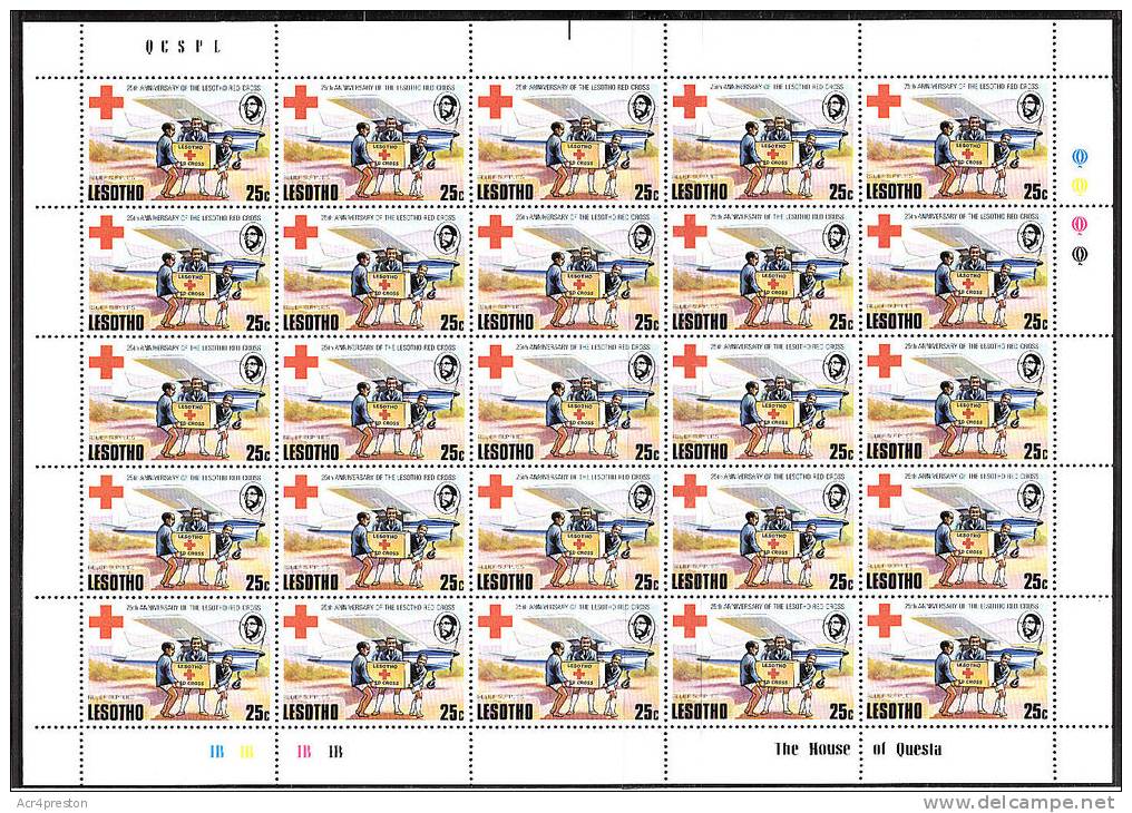 Msc190L  Lesotho 1976, SG296-99 25th Anniv Lesotho Red Cross, Full Sheets, Unmounted Mint (cv = £80+) - Lesotho (1966-...)