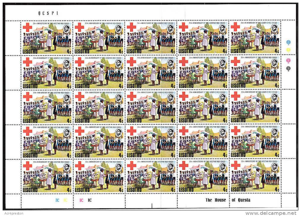 Msc190L  Lesotho 1976, SG296-99 25th Anniv Lesotho Red Cross, Full Sheets, Unmounted Mint (cv = £80+) - Lesotho (1966-...)