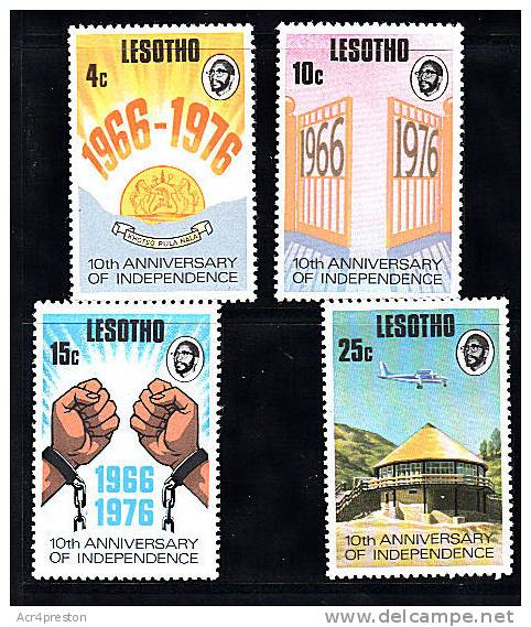 Ls0314 Lesotho 1976, SG314-17 10th Anniv Independence, Unmounted Mint - Lesotho (1966-...)