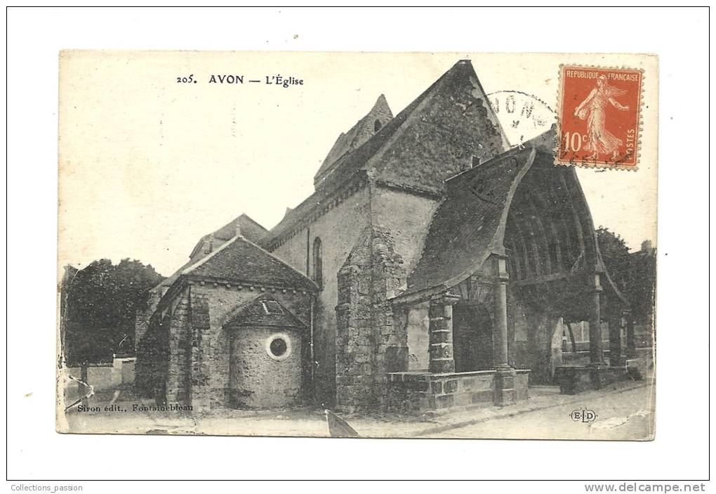 Cp, 77, Avon, L'Eglise, Voyagée - Avon