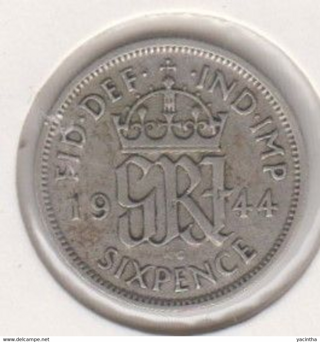 @Y@   Groot Britannie  Six Pence 1944   (1192)  Zilver / Ag / Prata - H. 6 Pence