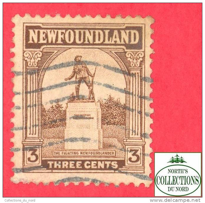 Canada  Newfoundland # 133  Scott /Unisafe - O - 3  Cents - War Memorial - Dated 1923-24  / Monument De Guerre - 1908-1947