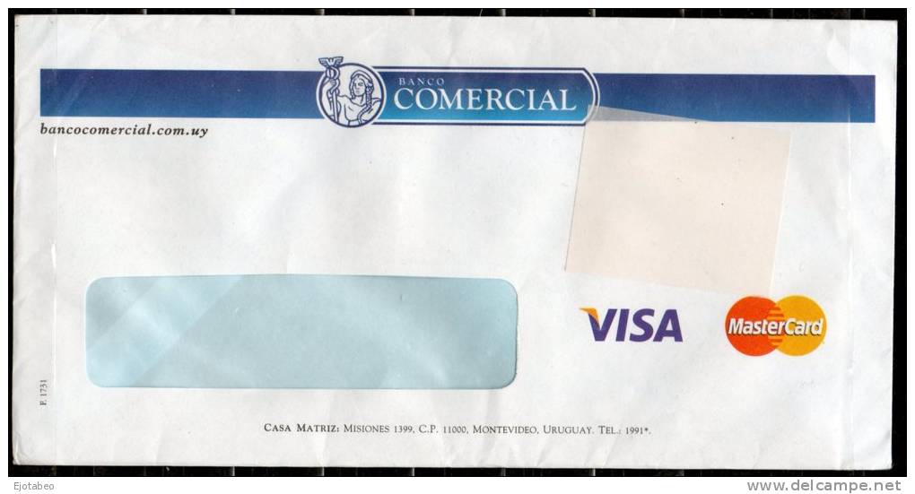 7  URUGUAY- Sobres Comerciales- Membretados-Bco. Comercial -Visa  Master Card  REBAJADA !!!!!!! - Autres & Non Classés