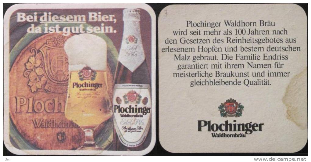 Sous-bock PLOCHINGER Waldhornbräu Beermat Coaster Bierdeckel Bierviltje (N) - Sous-bocks