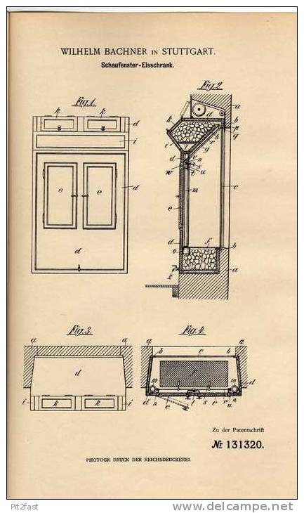 Original Patentschrift - W. Bachner In Stuttgart ,1901, Schaufenster - Eisschrank !!! - Architecture