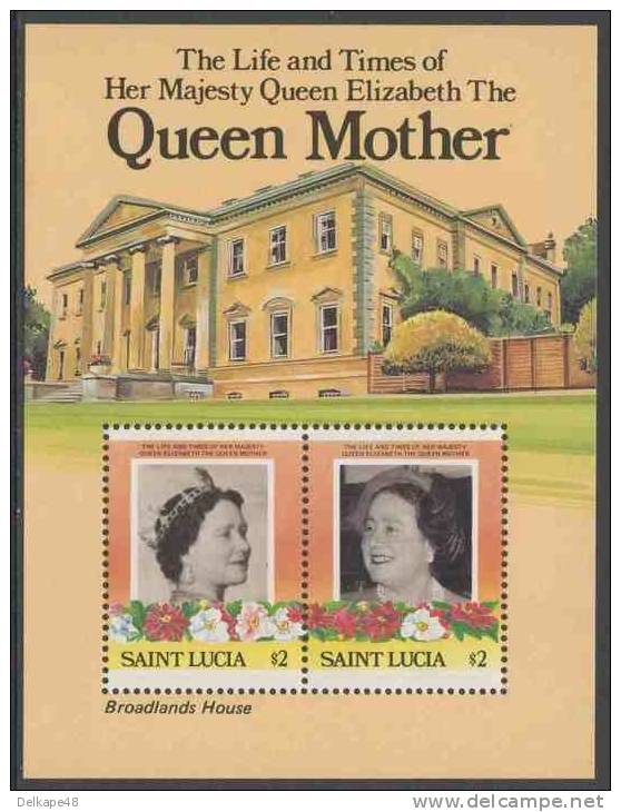 St. Lucia 1985 B 40 Mi 791 / 92 ** Her Majesty Queen Elizabeth The Queen Mother + Braodlands House - St.Lucia (1979-...)