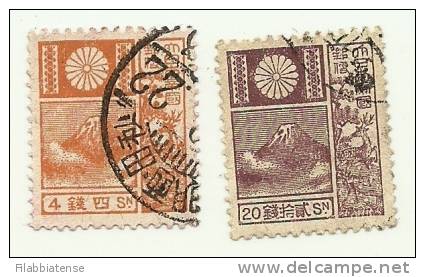 1929 - Giappone 202 + 204 Ordinaria C1421 - Oblitérés