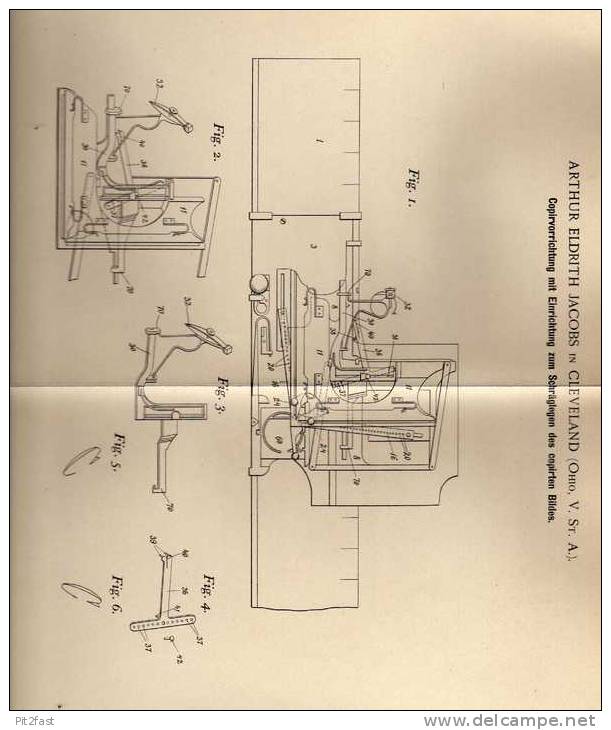 Original Patentschrift - Kopierer Für Bilder , 1899 , A. Jacobs In Cleveland , Ohio !!! - Cameras