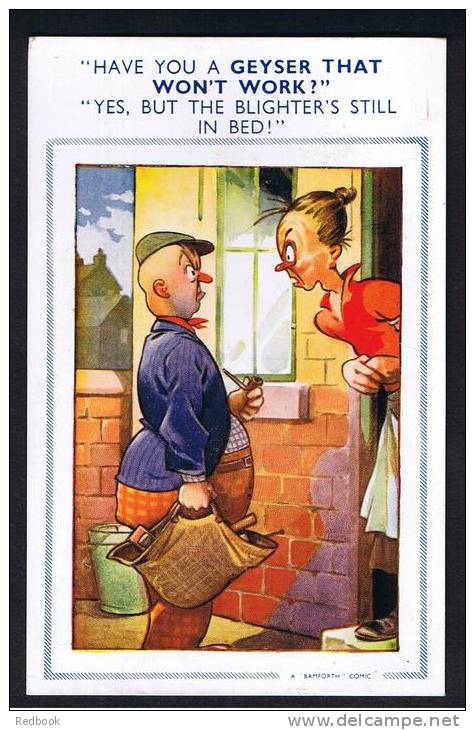 RB 838 - 1957 Bamforth Comic Humour Postcard - Workman Geyser Theme - Fumetti