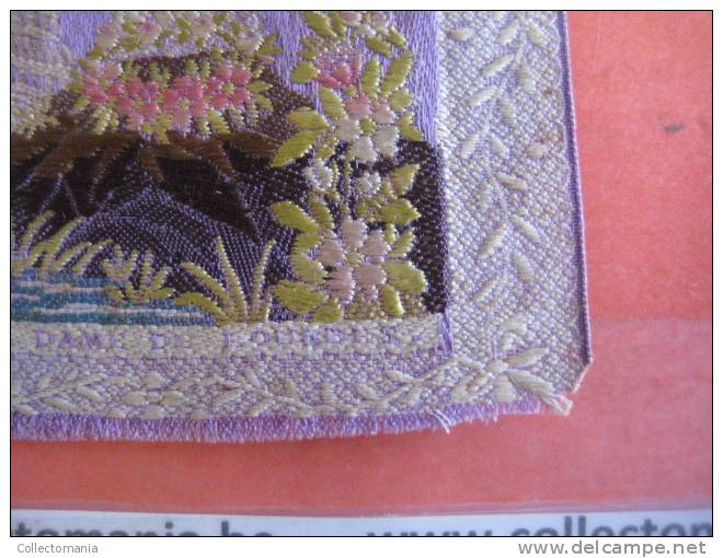 Notre Dame De Lourdes  19e -  Textile ( Tekstiel )  Soie   ( Silk Zijde Seite )  -  Woven ( Geweven Artisanale )  - - Andachtsbilder