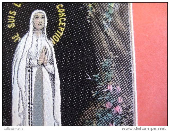 NF Notre Dame De Lourdes  19e   Textile ( Tekstiel )  Soie   ( Silk Zijde Seite ) Woven ( Geweven Artisanale ) 13cmX7,5 - Andachtsbilder