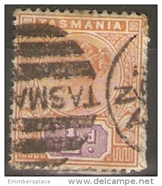 TASMANIA - 1892/9 VICTORIA 1/2d ORANGE & MAUVE USED ON PAPER - Oblitérés
