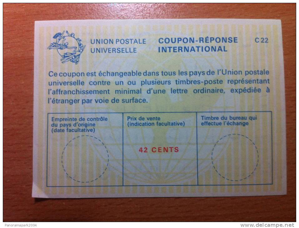 USA Etats Unis 42 Cents Neuf UPU Union Postale Universelle COUPON-REPONSE INTERNATIONAL C22 C 22 - Autres & Non Classés