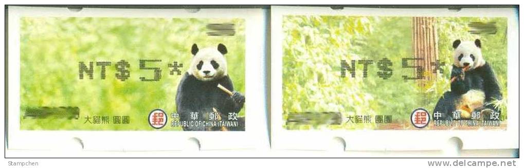 2010 Giant Panda Bear ATM Frama Stamps-- NT$5 Black Imprint- Bamboo Bears WWF - Nuevos