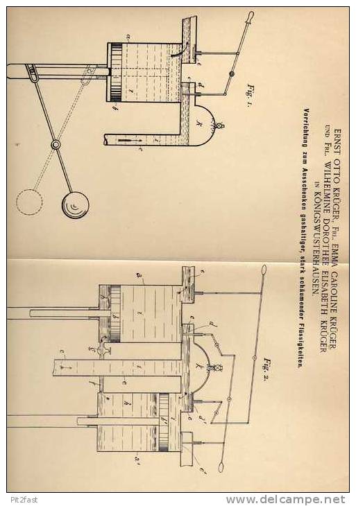 Original Patentschrift - Ausschankvorrichtung Für Bier ,1899 , E. Krüger In Königswusterhausen , Kneipe , Bar !!! - Tools