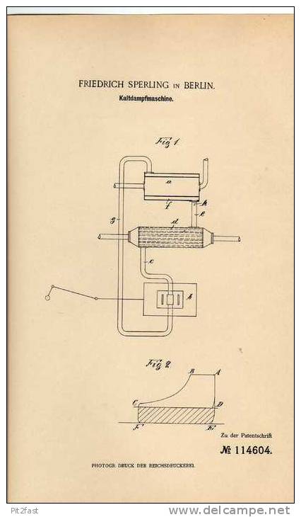 Original Patentschrift - F. Sperling In Berlin , Dampfmaschine , 1899 !!! - Tools