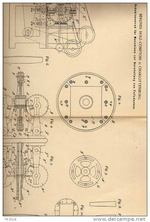 Original Patentschrift - Holz - Comptoir Berlin In Charlottenburg , 1899, Maschine Zur Bierfass Herstellung , !!! - Maschinen