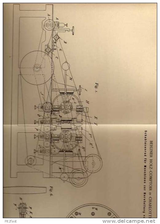 Original Patentschrift - Holz - Comptoir Berlin In Charlottenburg , 1899, Maschine Zur Bierfass Herstellung , !!! - Machines