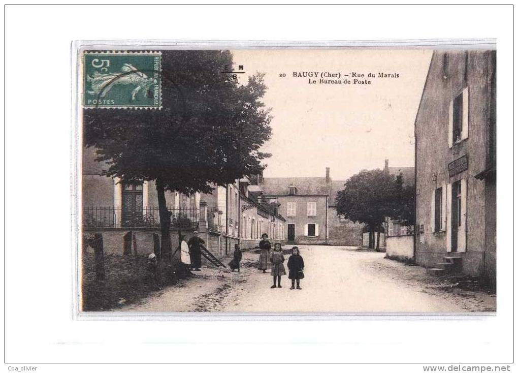 18 BAUGY Rue Du Marais, Bureau De Poste, Animée, Ed EMB 20, 1916 - Baugy