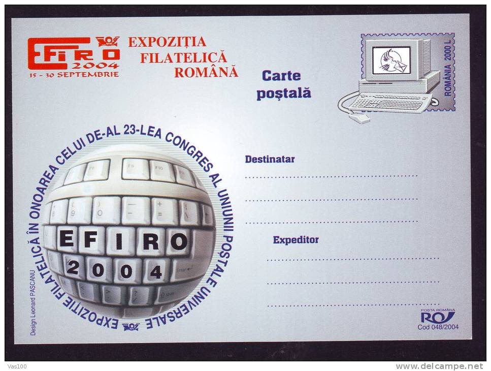 COMPUTER, 2004, CARD STATIONERY, ENTIER POSTAL, UNUSED, ROMANIA - Computers