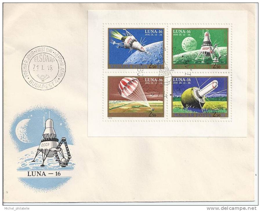 Hongrie, Luna 16, Différents Phases Du Vol - Postmark Collection