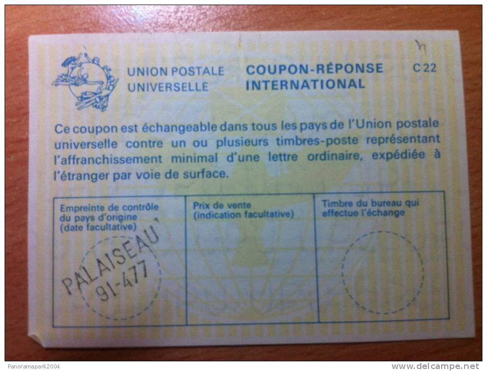 France Palaiseau 91-477 UPU Union Postale Universelle COUPON-REPONSE INTERNATIONAL C22 C 22 - Coupons-réponse