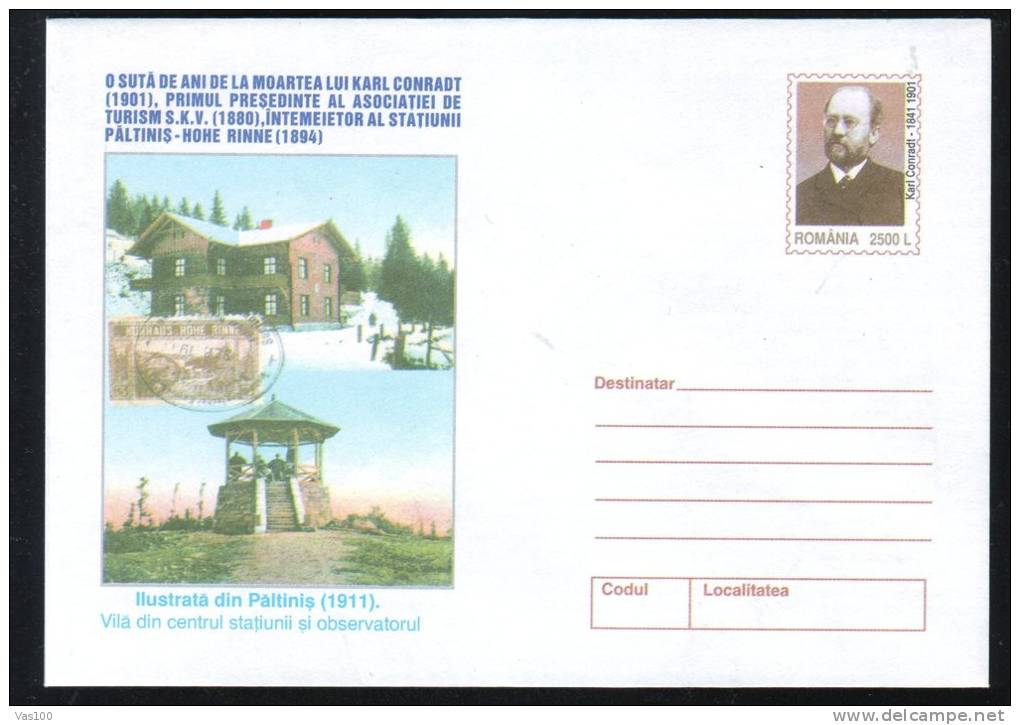 KARL CONRADT, SKV TURISM PRESIDENT, 2001, COVER STATIONERY, ENTIER POSTAL, UNUSED, ROMANIA - Other & Unclassified