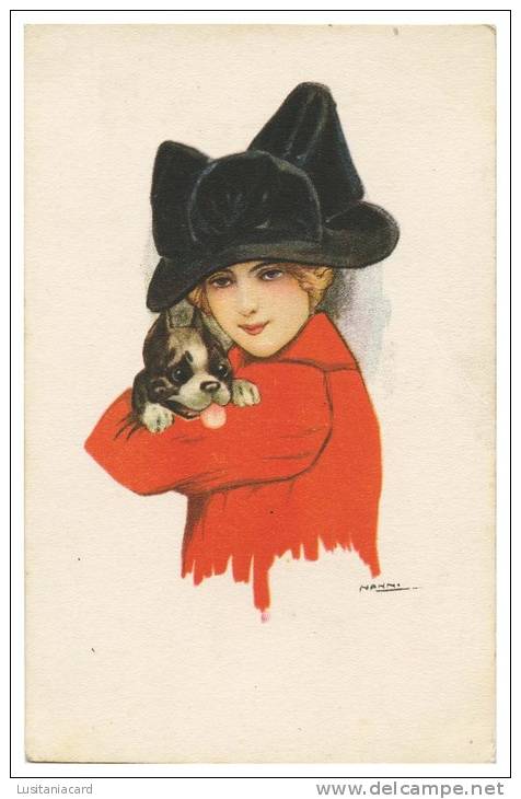 ITALY - ILLUSTRATEURS - «Nanni»-Femme Avec Chien (Nº 205-4) Carte Postale - Nanni