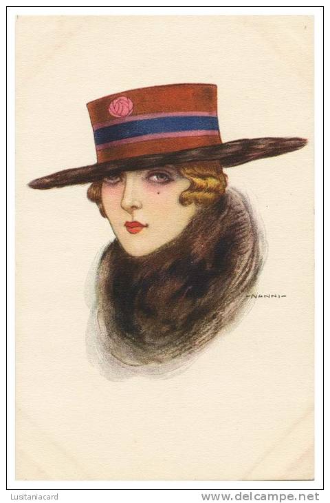 ITALY - ILLUSTRATEURS - «Nanni»- Femme Avec Chapeau (Nº 206-4) Carte Postale - Nanni